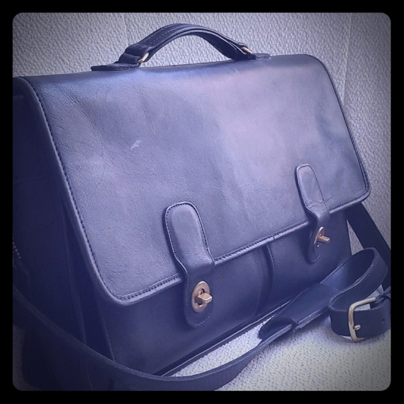 Genuine Coach vintage black leather briefcase - Picture 1 of 5